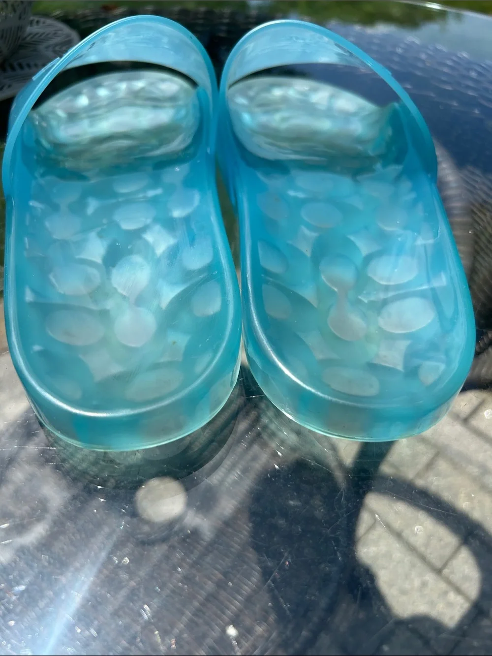 Coach Translucent Aqua Slide Sandals
